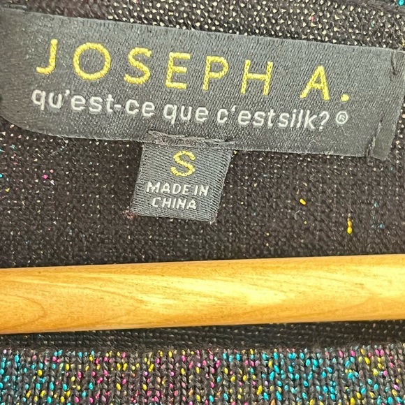 JOSEPH A.Womens Red Black Sweater Small Striped Shimmer Eyelet Casual Festive - Picture 3 of 17